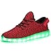 PENGCHENG Men's Women's 7 Colors LED Shoes Fashion Sneakers Sports Shoes Size 6.5 US Red