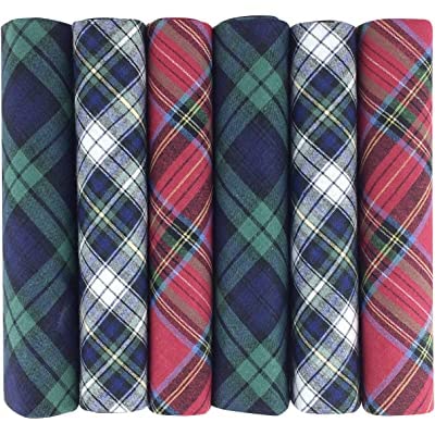 Hetherington Gray Box of 6 Tartan Plaid Cotton Handkerchiefs for Men