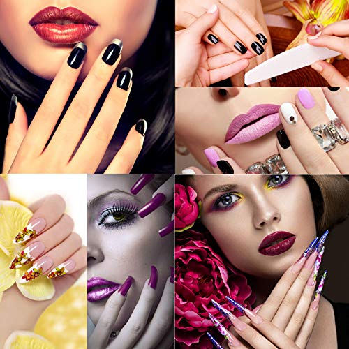 Acrylic Nails Tips Kit, 500PCS French False Nails Clear Half Cover Fake Nails with 5 Nail Glues,1 Nail Clipper,2 Nail Files,2 Nail Polishing Files1 Nail Brush 2 Nail Separator