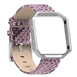 Henoda for Fitbit Blaze Bands Leather Small Large Strap Smart Fitness Watch Band Women Men Purple Large