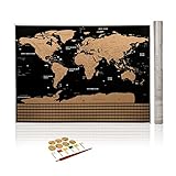 Scratch Off World Map w/ Country Flags and US States -32.5