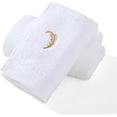 YiLUOMO Gold Feathers Embroidered Elegant White Hand Towels Super Soft 100% Cotton Highly Absorbent Decorative Hand Towel Set for Bathroom Hotel & Spa(13 x 29 Inch, 2 Pack)