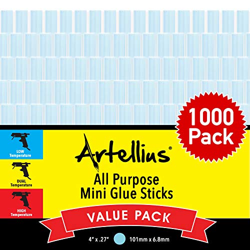 Mini Hot Glue Gun Sticks (Huge Bulk Pack of 1000) 4" and 0.27 Diameter - Compatible with Most Glue Guns