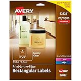 Avery Print - To - The - Edge Rectangular Labels, Glossy Clear, 2 x 3 Inches, 80 Labels (22822)