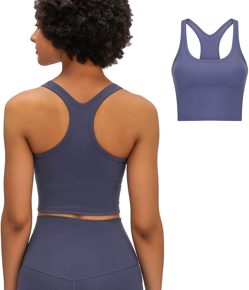 LITIAN Women's Longline Sports Bras Yoga Racerback Crop Tops Padded Workout Bra at  Women’s Clothing store
