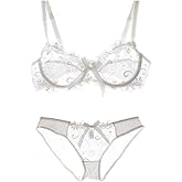 Nanier Women's Thin Transparent Lace Bra Set