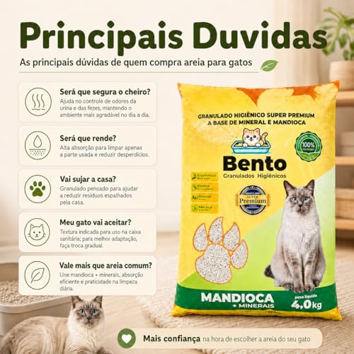 Areia Higiênica Granulado Para Gatos 4kg Mandioca + Minerais Super Premium Controle De Odores Alta Absorção Econômica Biodegradável Não Suja Patinhas Rende Mais Banheiro Sanitário Pet Premium Gato