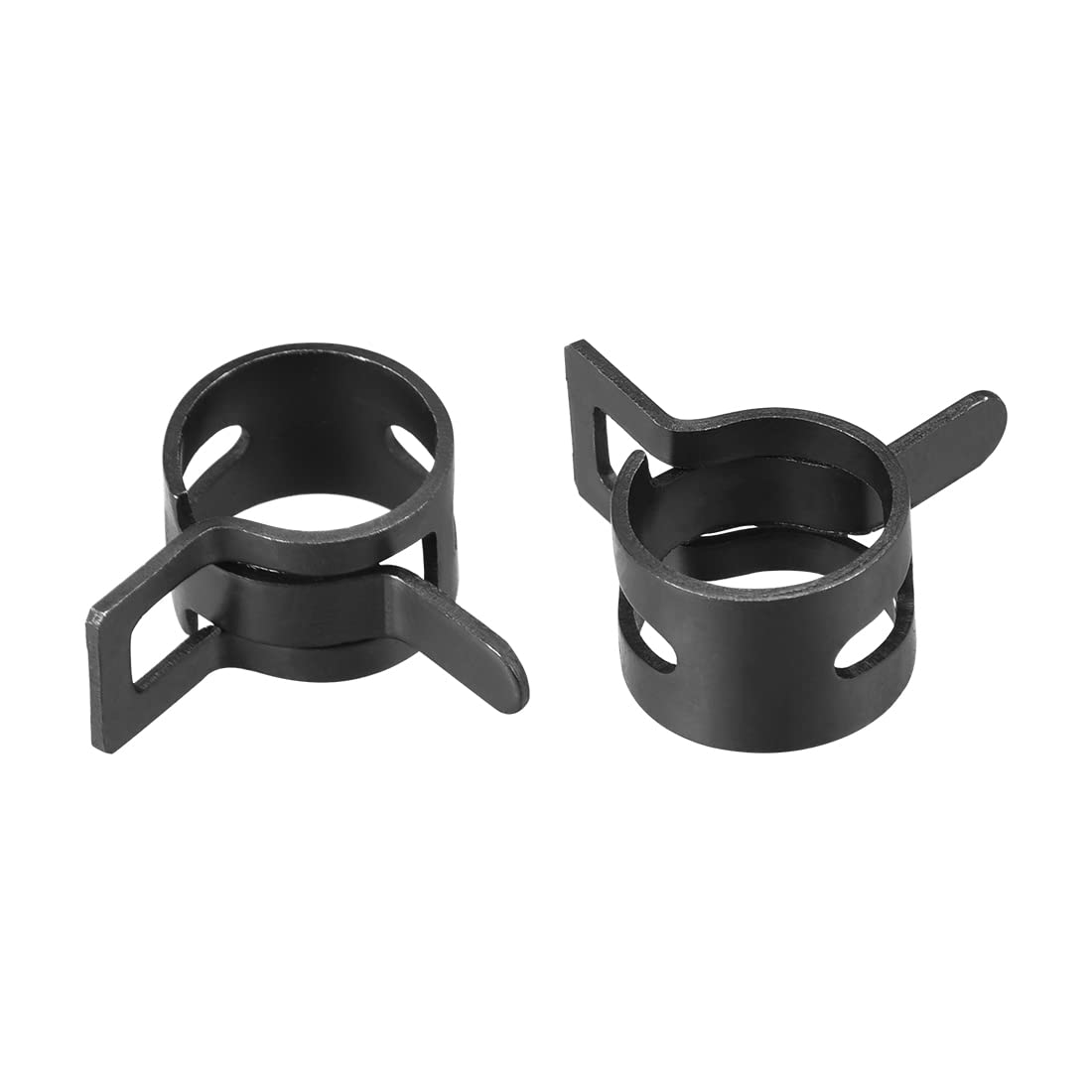 uxcell Steel Band Clamp 10mm Inner Dia Fit 10.5-11.2mm OD Hose Spring Band Type Action Fuel Line Silicone Tube Clip Clamp Black 20Pcs