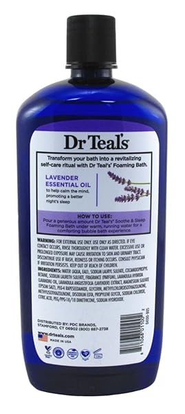 DR TEAL’S FOAMING BATH WITH PURE EPSOM SALT, SOOTHE & SLEEP WITH LAVENDER, 34 FL OZ
