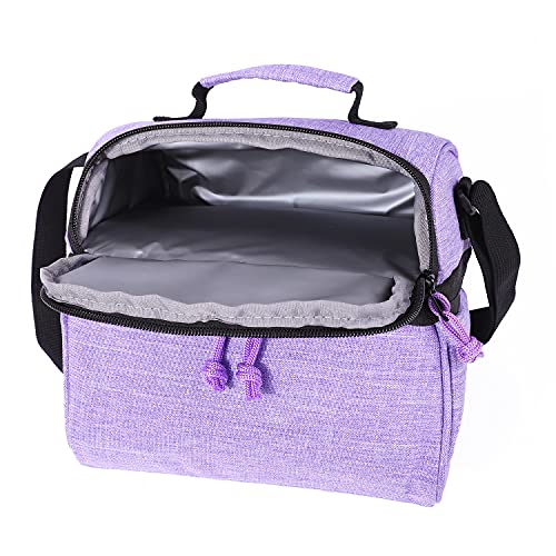 MORIOX Dual Compartment Lunch Boxes Leakproof Lunch Cooler Bag Tote with Shoulder Strap for Men Women Kids Boys Girls for Work Picnic (Purple)
