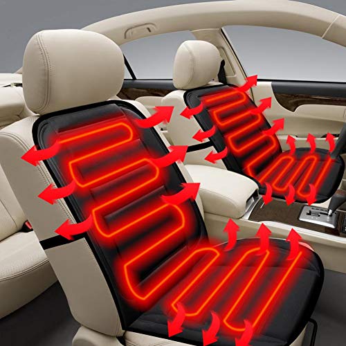 Universal 12V Heated Car Seat Cushion with Temperature Controller, Winter Car Seat Warmer Cover Heating Pad 12V Plug's Into Cigarette Lighter Nonslip for Cold Weather and Winter Driving
