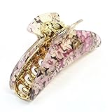 Claw Clamp - TOOGOO(R) Pink Flowers Print Crescent Shape Hair Claw Clamp for Woman