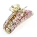 Claw Clamp - TOOGOO(R) Pink Flowers Print Crescent Shape Hair Claw Clamp for Woman