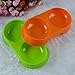 BFY 1 pc Cute Pet Puppy Dog Cat Plastic Dish Double Bowl Feeder Food & Water Travel Bowl in Random Color for Small Dogs