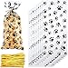 Boao 150 Pcs Dog Pet Paw Print Cellophane Bags Treat Gift Candy Cookie Bags with 150 Pieces Twist Ties for Dog Party Favor Decorations(Black)