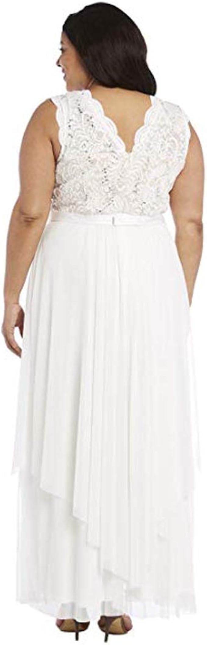 r & m richards sequined lace chiffon gown