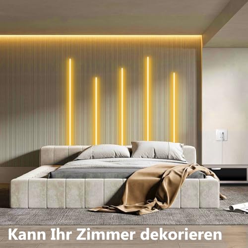 AIMENGTE COB LED Strip 1m, 6 Rolls 12V Warm White Acoustic Panels COB LED Strip Cuttable, with touch and hand sweep dimmer switch, for wine cabinets, shelves, cabinets