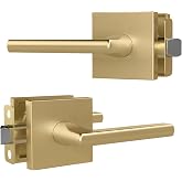 Mega Handles Prime Passage Lever Door Handle for Closet or French Doors, Single Side Door Levers, Fits All Standard Door Sizes, Covered Screws Included - Satin Brass (1 Pack) 5"