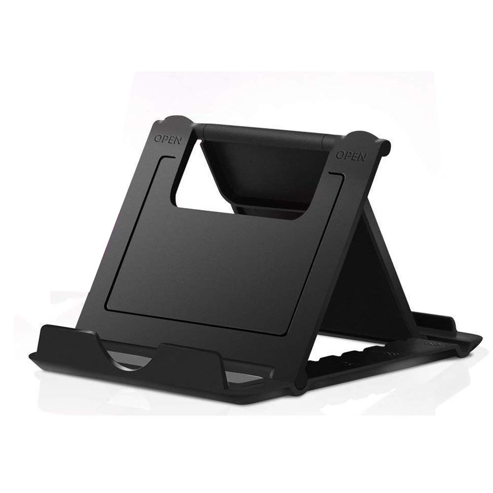 MYLB Cell Phone Stand, Universal Foldable Tablet Stand Multi-angle Pocket Desktop Holder Cradle (Black)
