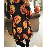 SOURBAN Womens Halloween Christmas Party Pumpkin Printing Long Sleeve Dress