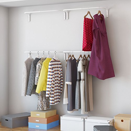 Adjustable Double Hanging Closet Bar Rail Organization System Durable (White) eBay