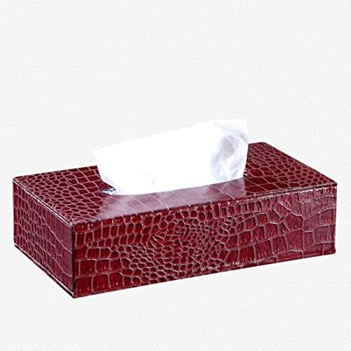 Hemotrade European Leather Tissue Box Car Leather Tray Creative And Creative Household Items (Color : Red crocodile pattern)