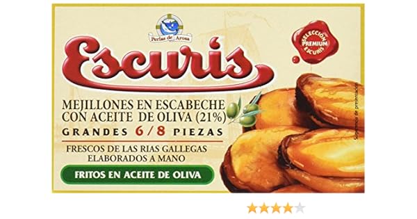 Escuris Mejillones Escabeche Fritos, en Aceite de Oliva - 3 ...