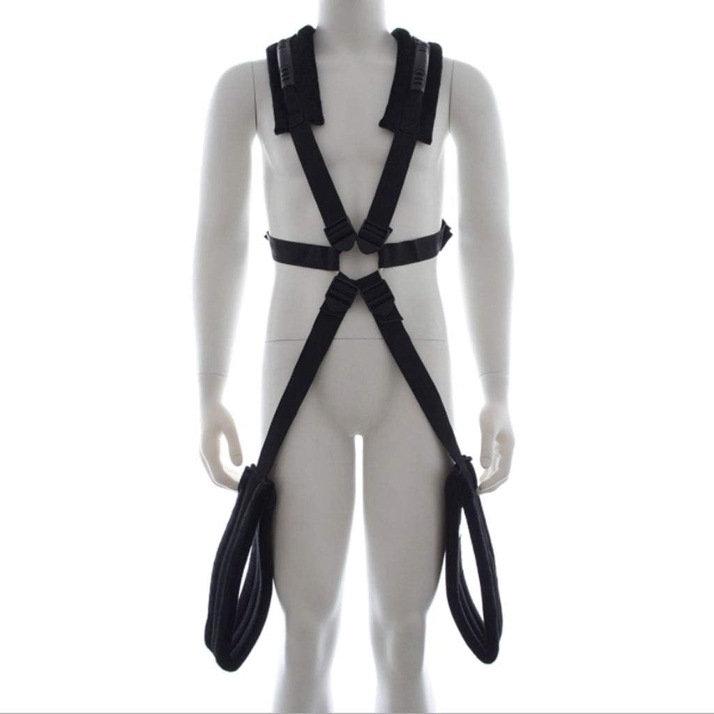 CSH Adjustable Size Restrain't Harness Swings Bind Playthings Male Wearing Strap-on T-Shirt Sunglasses Jeans (Color : Black)