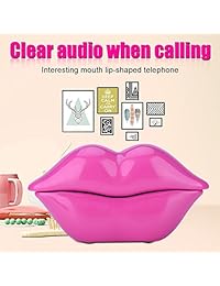 ASHATA   Teléfono, telefono con cable, divertido, rosa, labio rojo, plástico, alambre para teléfono, decoración del hogar