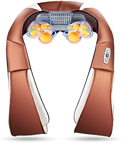 U Shape Electrical Shiatsu Back Neck Shoulder Body Infrared Heated Kneading Car/Home Kneading Massager (Brown)