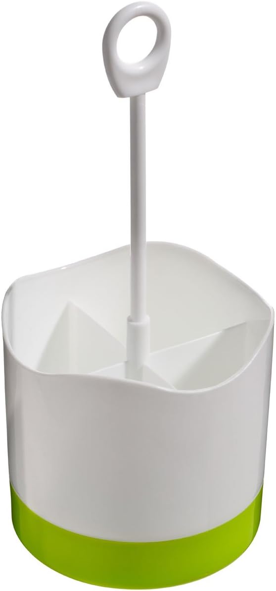 4 Compartment Plastic Cutlery Caddy Utensil Holder, Lime Green White