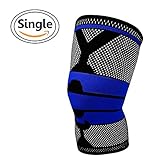 SARKI Athletics Knee Sleeves - Anti-Slip Gel High Performance Compression Brace - Single Wrap (Blue, Medium)