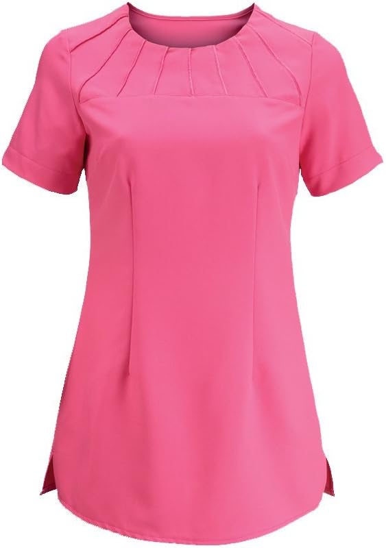 Jaimie Round Neck Starburst Satin Trim Beauty Salon Spa Tunic