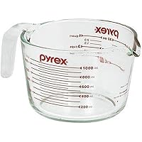 Pyrex Prepware 1-Quart Measuring Cup, Clear with Red Measurements