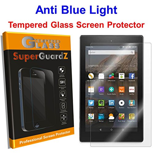 For Fire 7 (5th Gen, 2015 Release) - SuperGuardZ Tempered Glass Anti Blue Light [Eye Protect] Screen Protector [Lifetime Replacement], 9H, Anti-Chip Edge, Shatterproof