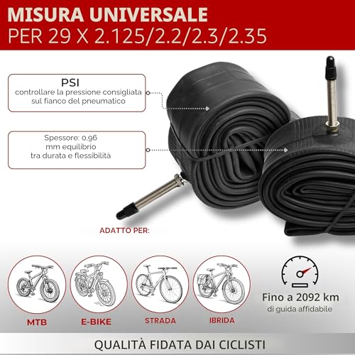 Fincci Pair of Air Cameras 29 x 2.1, 25 - 2.35 Inches – 48 mm Presta Inner Valve – for Road MTB Mountain Hybrid Bike Bicycle – Pack of 2