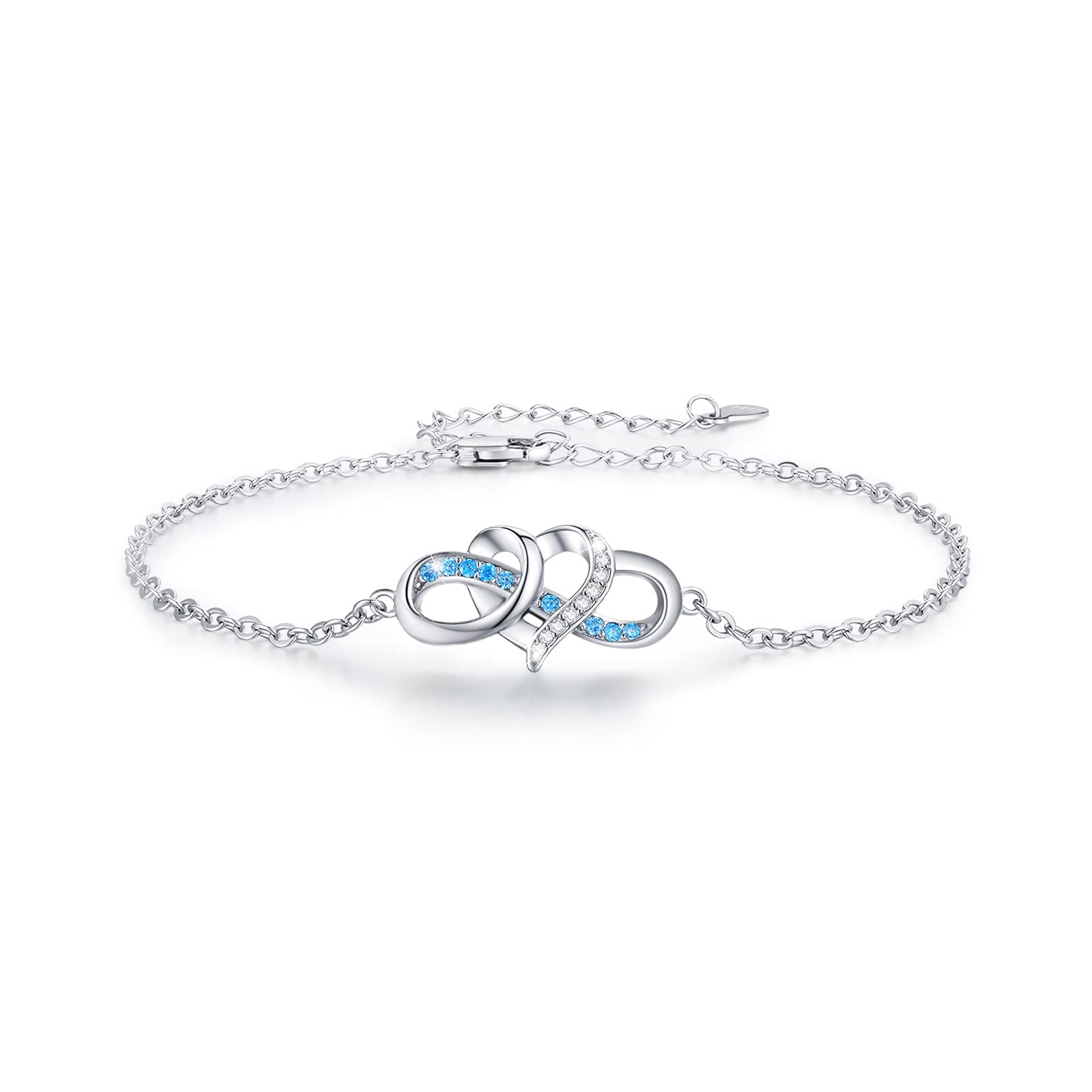 TRISHULA Infinity Bracelet 925 Sterling Silver Heart Adjustable Bracelet Jewellery Gifts for Women Wife Girlfriend Girls