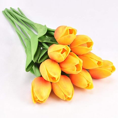 Amazon 造花 インテリア造花 アートフラワー 枯れない花 チューリップ 造花 手作りブーケ フラワーアレンジ 花束 永遠の愛 結婚お祝い 記念日 ゴールド 10本入り 造花 オンライン通販