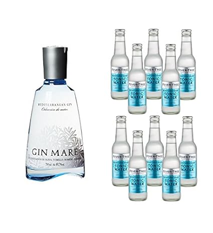 Gin Mare (1 x 0.7 l) mit Fever Tree Tonic Water Mediterranean (10 x 0.2 l)