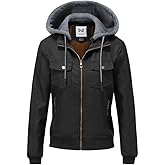 KVE Women's Faux Leather Jacket Waterproof Motorcycle Bomber Jacket Vintage PU Moto Biker Coat