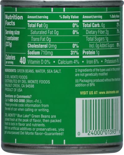 DEL MONTE CANNED FRESH CUT GREEN BEANS, 8 OUNCE