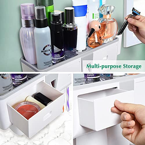 Pomeat Multifunctional Toothbrush Holder and Toothpaste Dispenser for