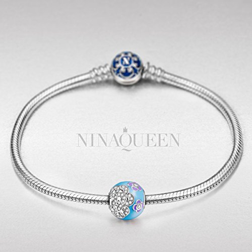 NinaQueen Camellia 925 Sterling Silver Blue and Purple Zirconia Charms
