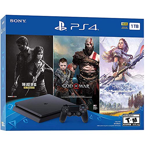 KKE Upgrades 2019 Newest 1TB SSHD Playstation 4 Slim (PS4 Slim) Console Holiday Bundle -Included 3 Games (The Last of Us, God of War, Horizon Zero Dawn)