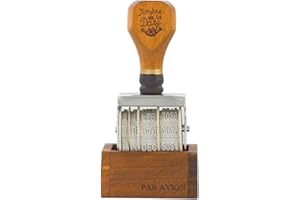 WVAPZWR Roller Date Stamp, Rubber Stamp with Wooden Handle & Base, Date Stamper for DIY Craft Card Making Planner Scrapbooking (1 Pack)