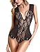 N NORA TWIPS Women Sexy One Piece Lingerie Lace Babydoll Bodysuit Nightwear (Black-2, XX-Large)