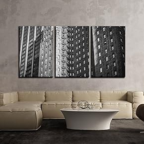 3 Piece Canvas Wall Art - Photo of Modern Architecture in Monochrome - Modern Home Art Stretched and Framed Ready to Hang - 16"x24"x3 Panels