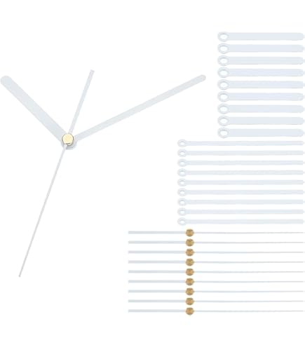 Homoyoyo 10 Sets Large Clock Wall Clock Parts Hands Only Hands Kit Pointer Repair Watch Kit Replace Metal White