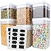 Cereal Container, VERONES 6 Piece Large Airtight Storage Containers Perfect For Flour Container Cereal Keeper (3 Large Size 20 pcs Chalkboard Labels Total 10L)