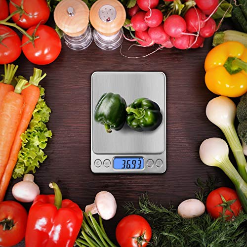 NEXT-SHINE Gram Scale Digital Kitchen Scale Mini Pocket Pro Size 500g x 0.01g with LCD Display Stainless Steel Platform for Cooking Baking Jewelry Weight Postal Parcel (Renewed)